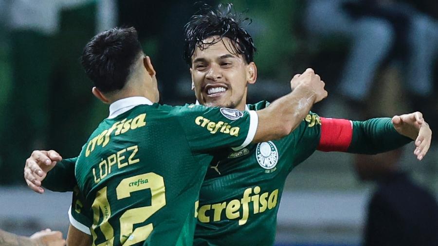 Gustavo Gómez comemora gol do Palmeiras sobre o Independiente Del Valle em jogo da Libertadores