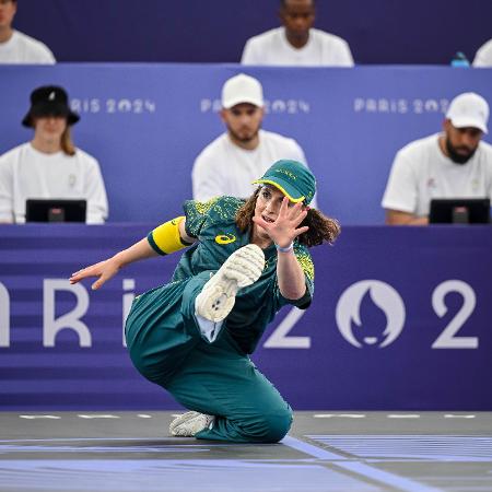 Rachel 'Raygun' Gunn, competidora australiana de breaking , nas Olimpíadas de Paris