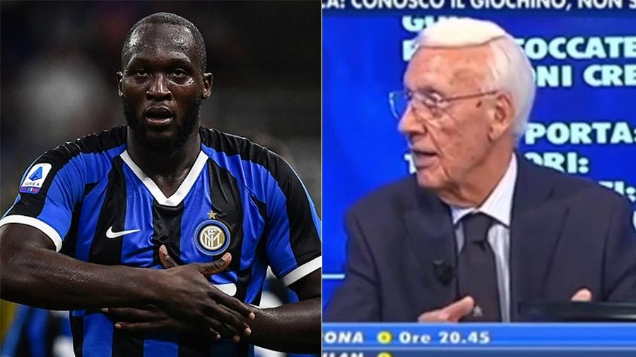 Romelu Lukaku foi alvo de um comentário racista feito pelo comentarista Luciano Passirani - Miguel Medina/AFP e Reprodução/Telelombardia - Montagem UOL