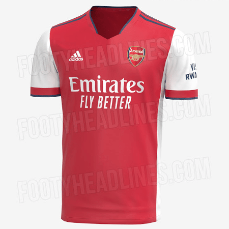 Site vazou suposta nova camisa do Arsenal, com laterais e mangas brancas - Reprodução/FootyHeadlines.com