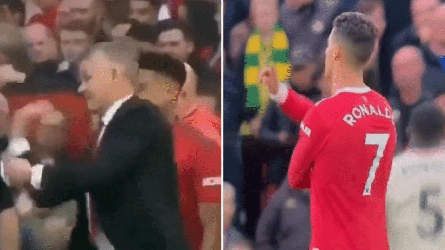 Torcedores acreditam que CR7 imitou gestos do treinador após Manchester United tomar gol  - Reprodução/Twitter