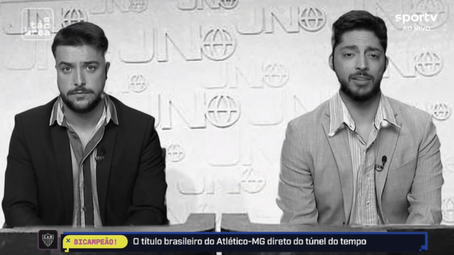 Magno Navarro e Igor Rodrigues tiram onda com Atlético-MG em "túnel do tempo" - Reprodução/SporTV