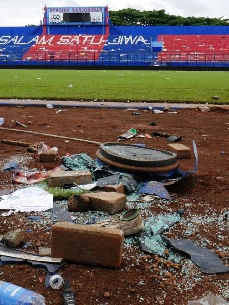 Estádio Kanjuruhan, após confusão entre polícia e torcedores do Arema, na Indonésia - Anadolu Agency/Anadolu Agency via Getty Images