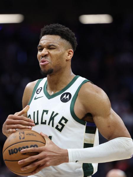 Giannis Antetokounmpo, do Milwaukee Bucks, durante partida contra o Sacramento Kings. - Kelley L Cox/USA TODAY Sports