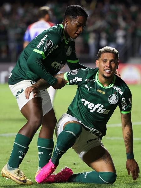 Rafael Navarro, do Palmeiras, comemora gol contra o Cerro Porteño pela Copa Libertadores - Cesar Greco/Palmeiras