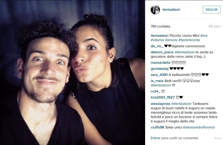 Ilenia Atzori é mulher de Alessandro Florenzi, jogador da Roma que fez golaço quase do meio-campo diante do Barcelona, pela Liga dos Campeões. - Reprodução/Instagram
