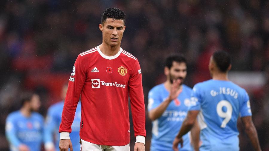 Cristiano Ronaldo, durante vitória do Manchester City contra o Manchester United - Oli SCARFF / AFP