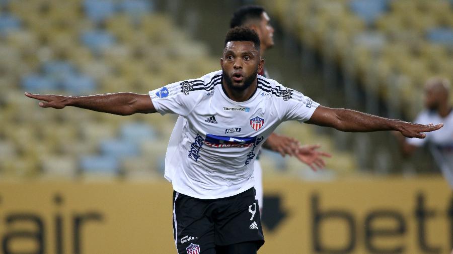 Miguel Borja, Junior Barranquilla, comemora gol contra o Fluminense - MB Media/Getty Images