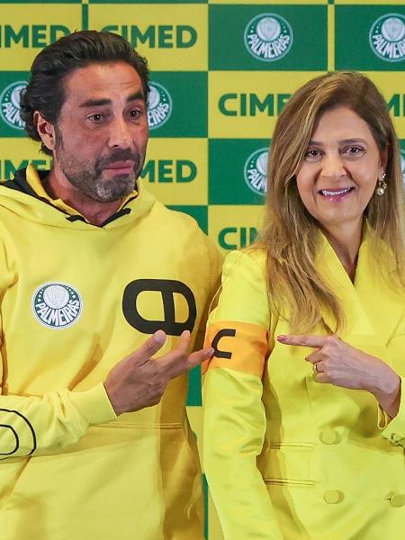 João Adibe, presidente da Cimed, e Leila Pereira, presidente do Palmeiras - FABIO MENOTTI