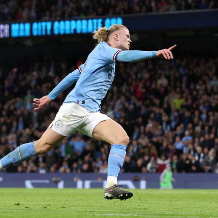 Haaland, do Manchester City, fez mais dois contra o Southampton, ontem - Alex Livesey - Danehouse/Getty Images