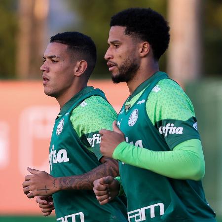 Naves e Murilo durante treino do Palmeiras - Cesar Greco/Palmeiras