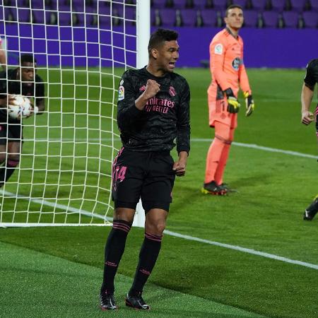 Casemiro comemora gol do Real Madrid contra o Real Valladolid - Cesar Manso / AFP