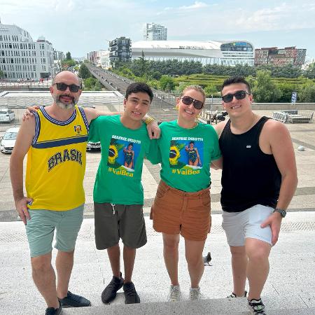 Família de Bia Dizotti: Leandro (pai), Pedro (primo), Fernanda (mãe) e Leonardo (namorado)