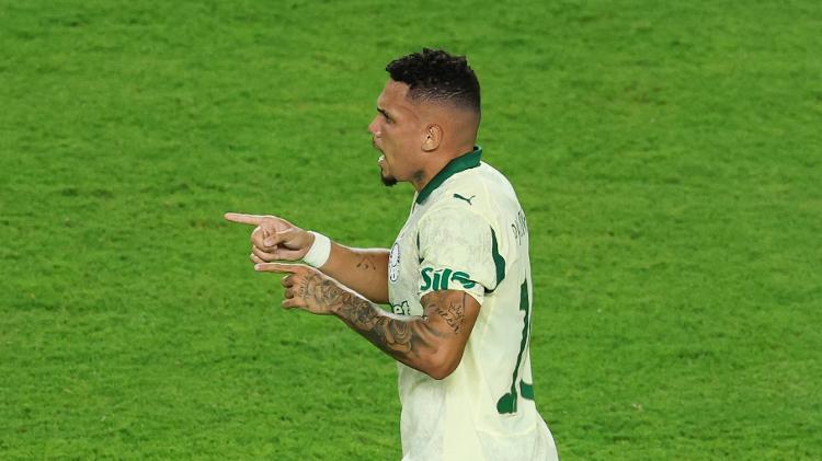 Paulinho comemora gol do Palmeiras sobre o Inter Miami em jogo do Mundial Paulinho comemora gol do Palmeiras sobre o Inter Miami em jogo do Mundial