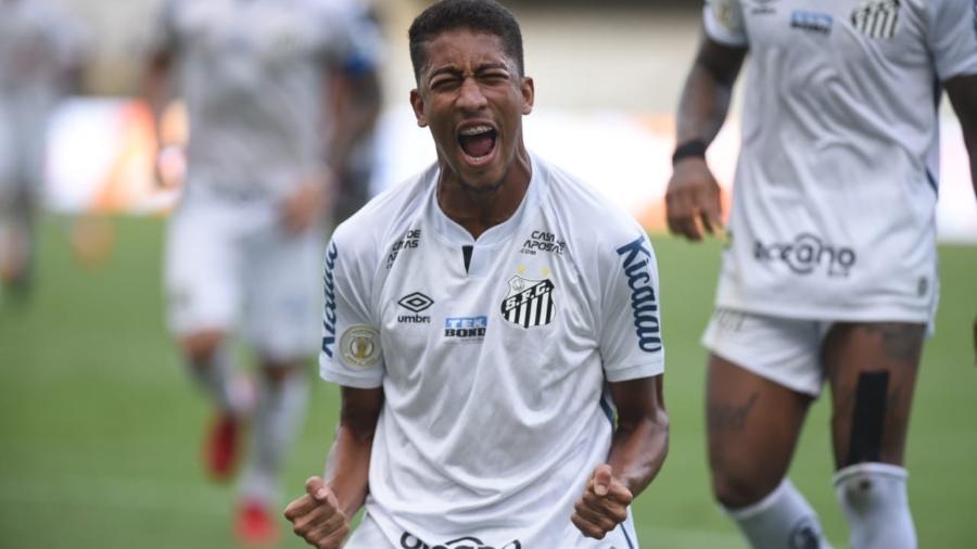 Bruno Marques, do Santos, comemora gol diante do Botafogo pelo Brasileirão - Ivan Storti/Santos FC
