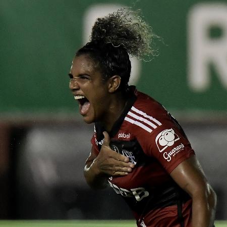 Duda comemora pelo pelo Flamengo na Supercopa Feminina 2023 - Thiago Ribeiro/AGIF