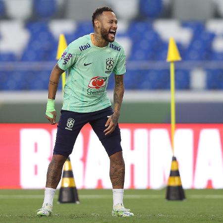 Neymar, em treino da seleção brasileira