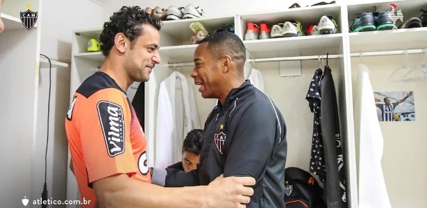 Primeiro contato de Fred e Robinho foi no vestiário da Cidade do Galo - Divulgação Atlético-MG