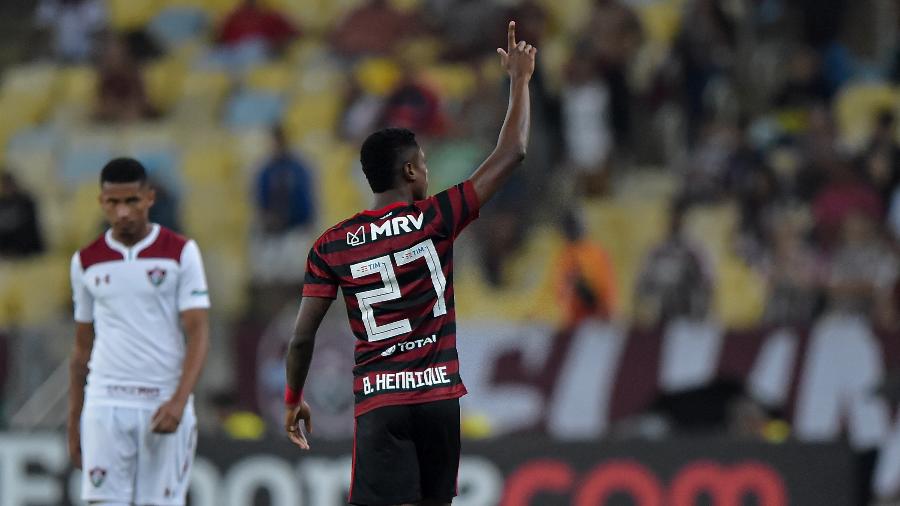 Bruno Henrique comemora gol do Flamengo sobre o Fluminense na Taça Guanabara - Thiago Ribeiro/AGIF