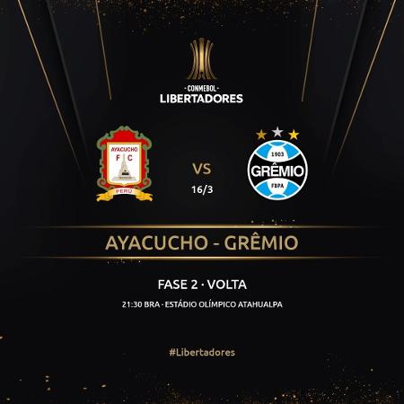 Jogo entre Ayacucho e Grêmio acontecerá em Quito após veto por covid-19 - Instagram