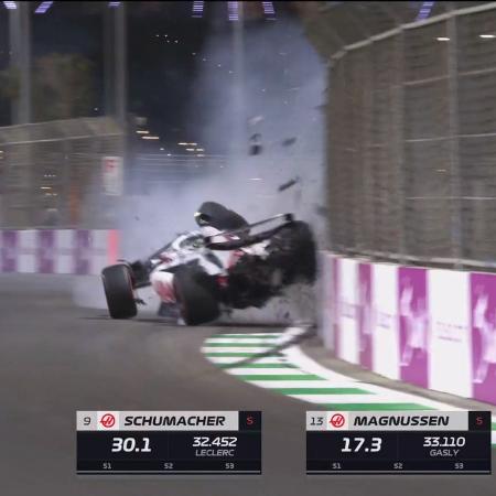 O acidente de Mick Schumacher no qualificatório do GP da Arábia Saudita, da F1