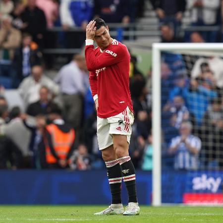 Cristiano Ronaldo mourns during a match between Brighton and Manchester United - Gareth Fuller/PA Images via Getty Images - Gareth Fuller/PA Images via Getty Images