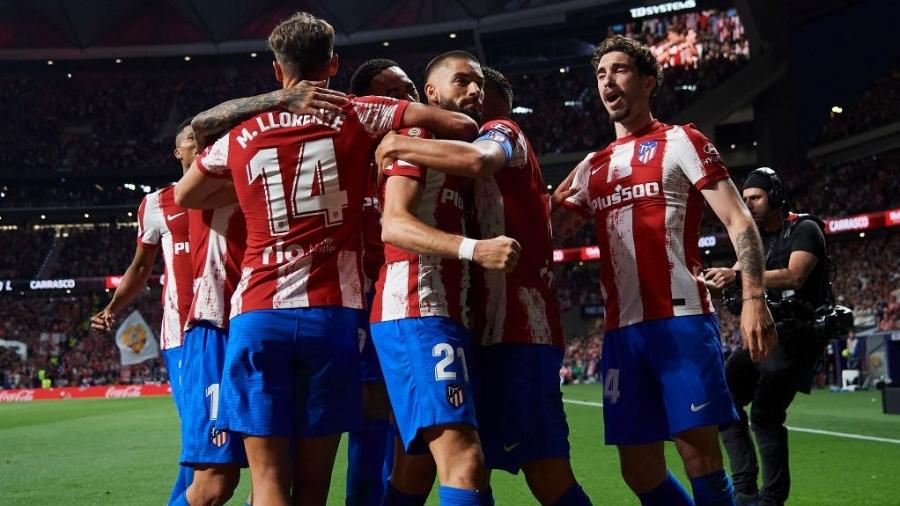  Carrasco, do Atlético de Madri, comemora gol sobre o Real Madrid pelo Campeonato Espanhol -  Jose Breton/Pics Action/NurPhoto via Getty Images