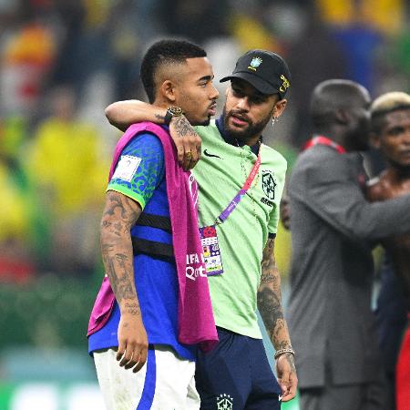 Gabriel Jesus e Neymar durante a Copa do Mundo de 2022