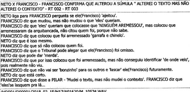 Relatório da Polícia Civil tem conversa entre árbitro e bandeirinha sobre adulteração de súmula - Reprodução - Reprodução