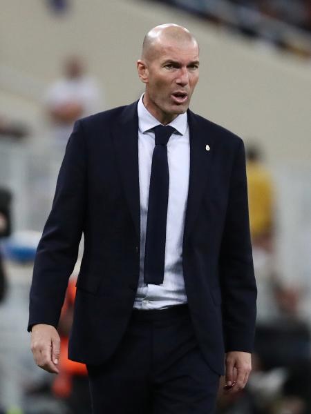 8.jan.2020 - Técnico Zinedine Zidane durante partida do Real Madrid - Sergio Perez / Reuters