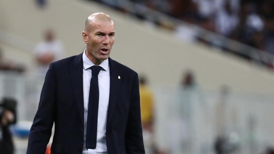 8.jan.2020 - Técnico Zinedine Zidane durante partida do Real Madrid - Sergio Perez / Reuters