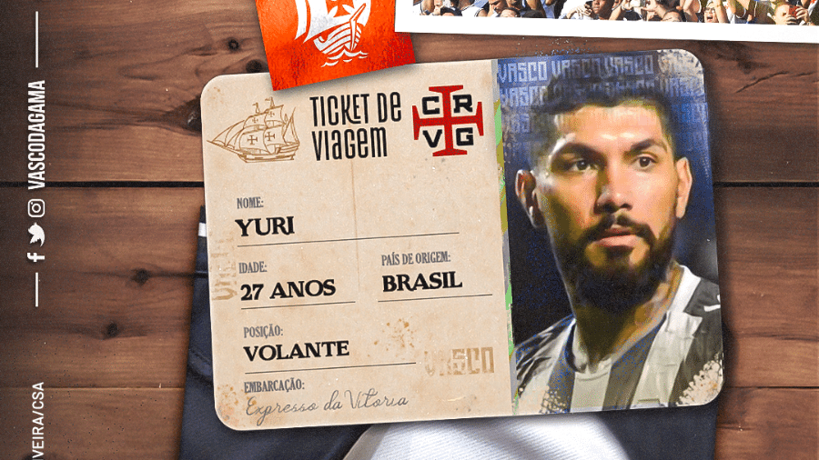 Vasco anuncia a contratação do volante Yuri, de 27 anos, ex-CSA: ele foi líder em desarmes na Série B - Divulgação / Vasco