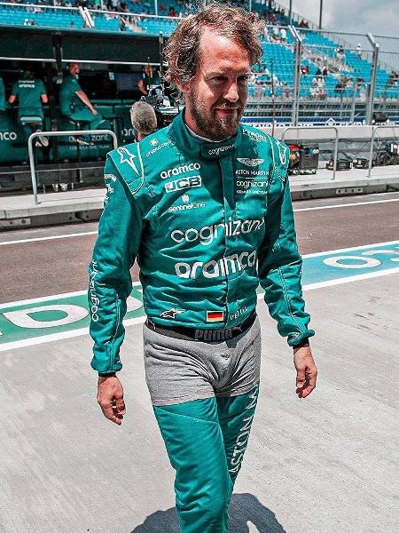 Sebastian Vettel, da Aston Martin, prostesta em treino livre para o GP de Miami - Reprodução/Twitter