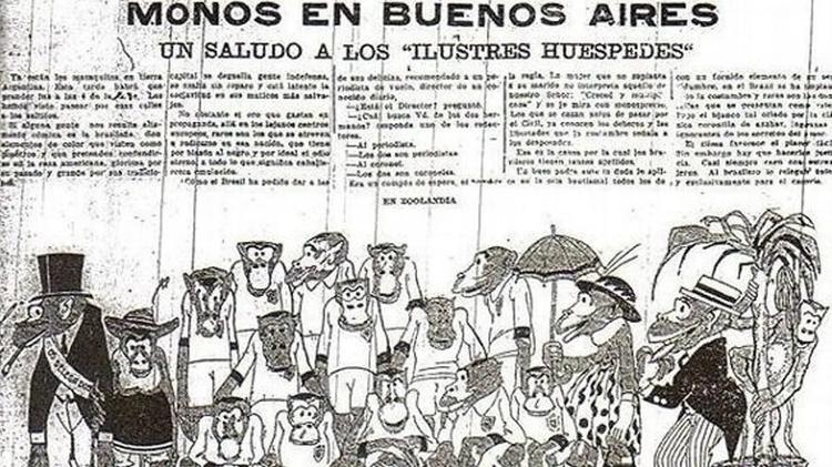 Ofensas racistas contra a seleção brasileira no jornal 'La Crítica', em 1920