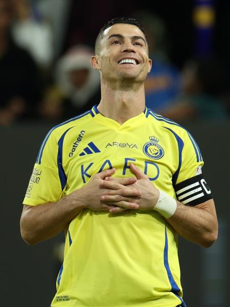 Cristiano Ronaldo comemora gol marcado pelo Al-Nassr Campeonato Saudita Cristiano Ronaldo comemora gol marcado pelo Al-Nassr Campeonato Saudita