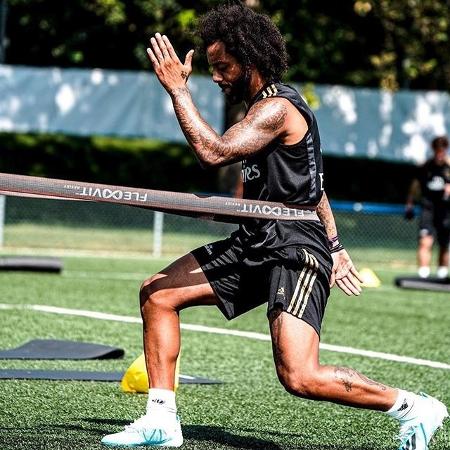 Marcelo durante treino do Real Madrid - Reprodução/Instagram