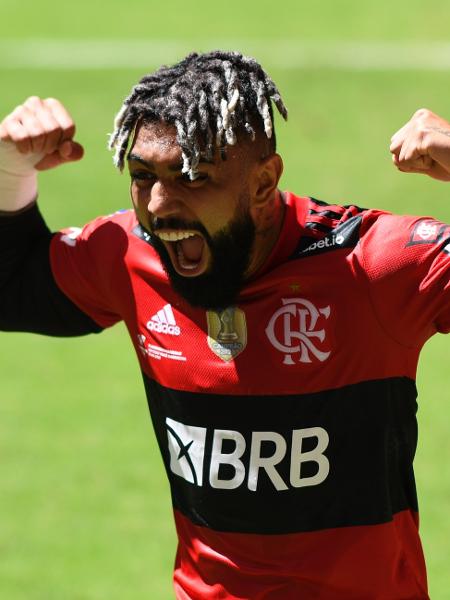 Gabigol comemora gol marcado pelo Flamengo contra o Palmeiras - Mateus Bonomi/AGIF