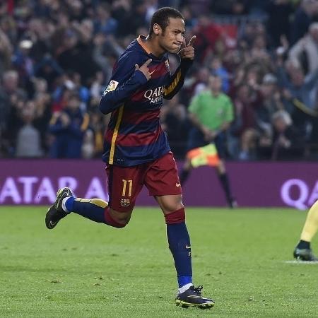 Neymar comemora gol do Barcelona em 2015