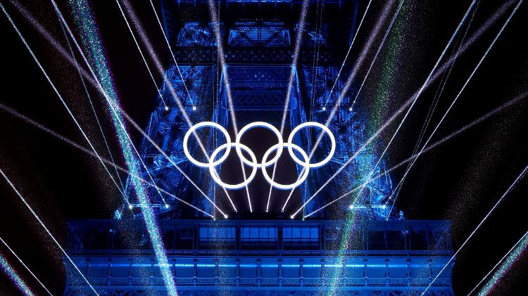 Show de luzes durante cerimônia da abertura das Olimpíadas