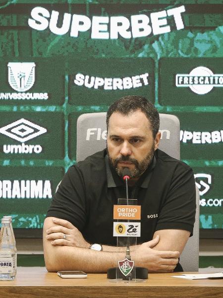 Presidente do Fluminense, Mário Bittencourt concede entrevista coletiva no CT Carlos Castilho - Marcelo Gonçalves / Fluminense