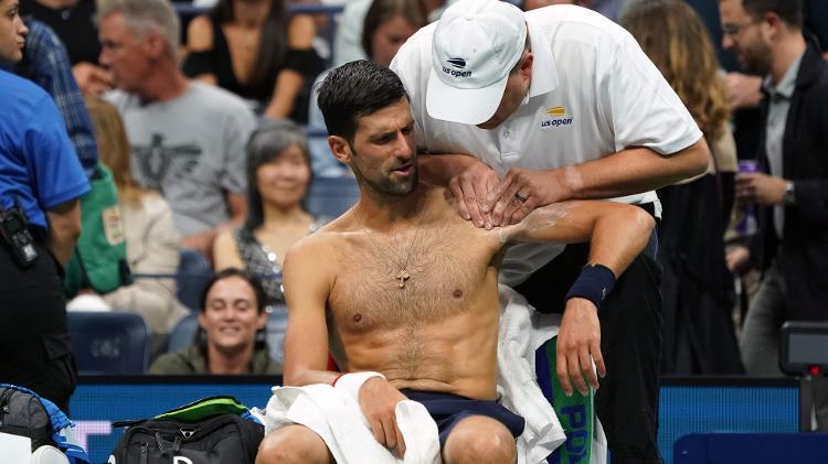 Djokovic massagem - Don Emmert/AFP - Don Emmert/AFP