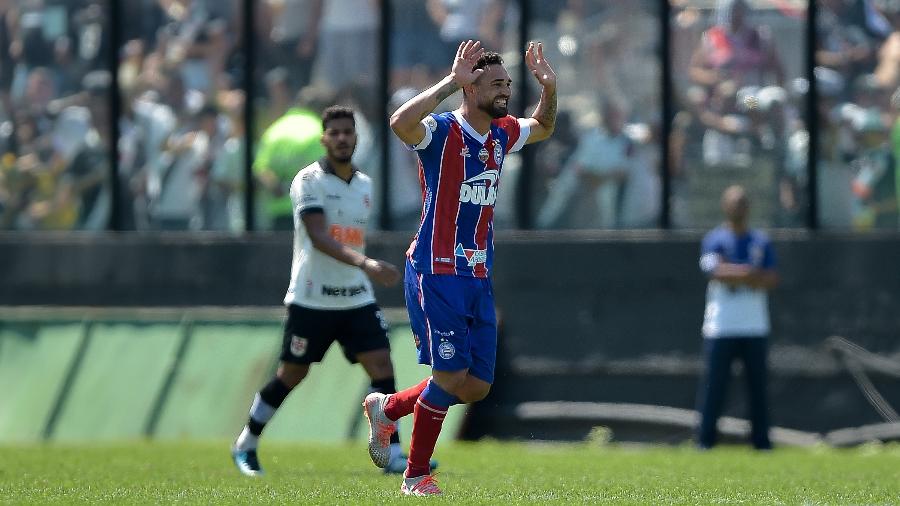 Gilberto comemora gol no jogo do Bahia contra o Vasco - Thiago Ribeiro/AGIF