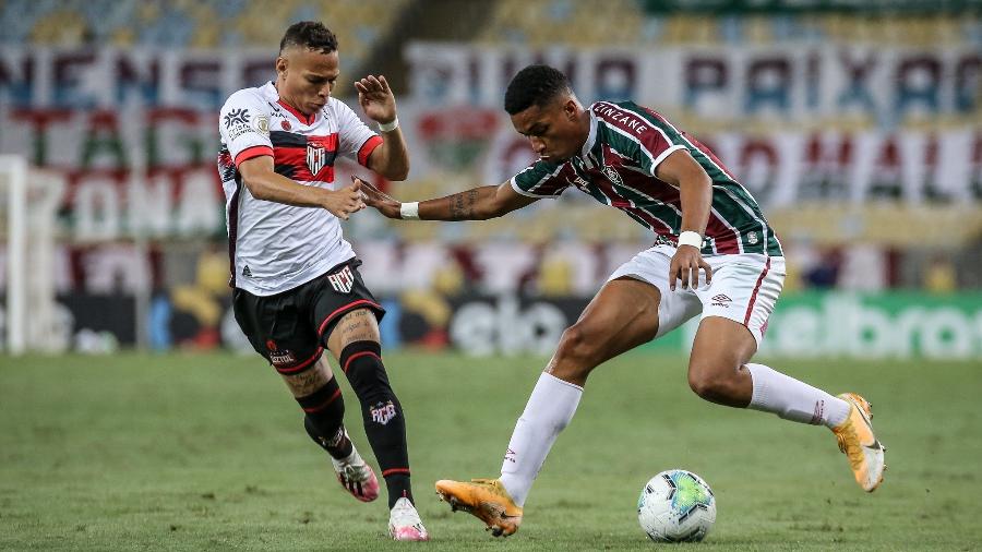 Marcos Paulo entrou no intervalo na vitória do Fluminense sobre o Atlético-GO na Copa do Brasil - Lucas Merçon/Fluminense FC
