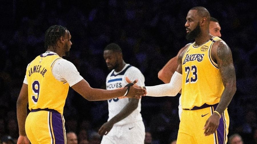 LeBron e Bronny James jogam juntos pelo Lakers na NBA