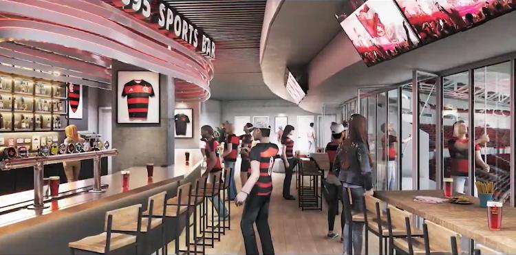 Flamengo divulga imagem de bar em uma uma área do estádio