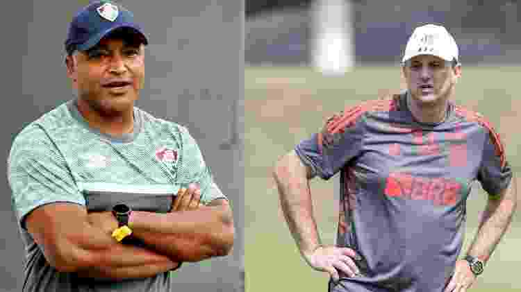 Roger Machado e Rogério Ceni fazem tira-teima em Fla-Flu decisivo no Carioca 2021 - Montagem: Mailson Santana/Fluminense e Marcelo Cortes/Flamengo  - Montagem: Mailson Santana/Fluminense e Marcelo Cortes/Flamengo 