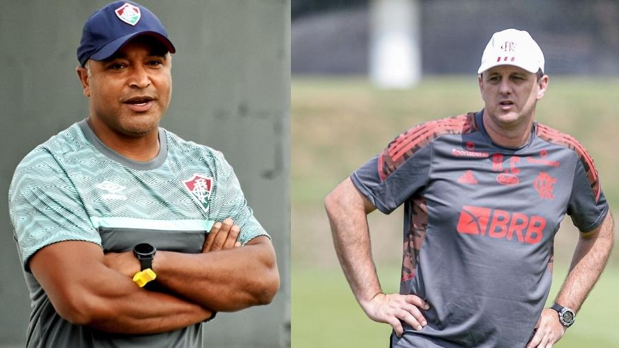 Roger Machado e Rogério Ceni fazem tira-teima em Fla-Flu decisivo no Carioca 2021 - Montagem: Mailson Santana/Fluminense e Marcelo Cortes/Flamengo