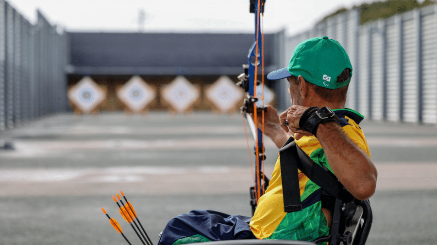 Helcio Perilo na disputa do tiro com arco em Tóquio - Takuma Matsushita/CPB