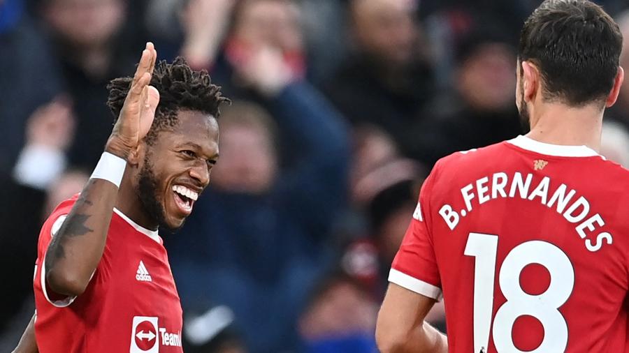 Fred celebra gol sobre o Crystal Palace no Inglês - PAUL ELLIS / AFP