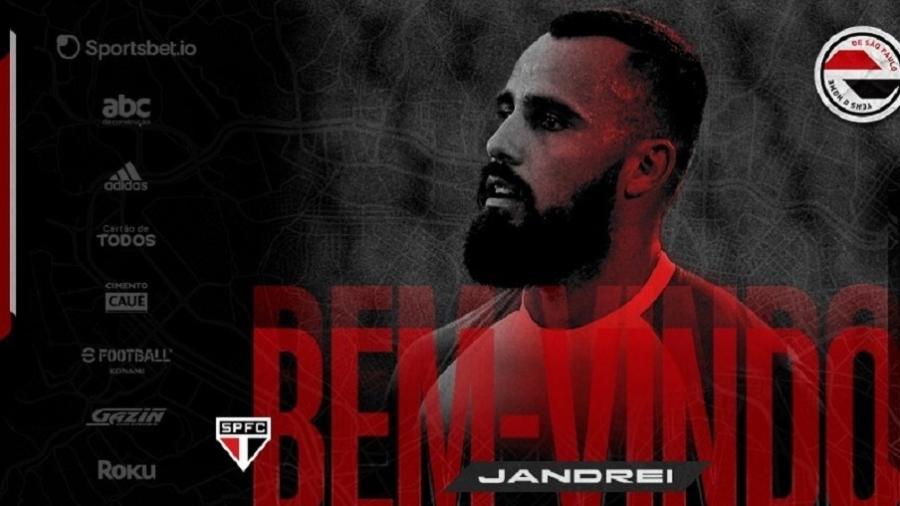 Jandrei foi anunciado como novo goleiro do São Paulo - Divulgação